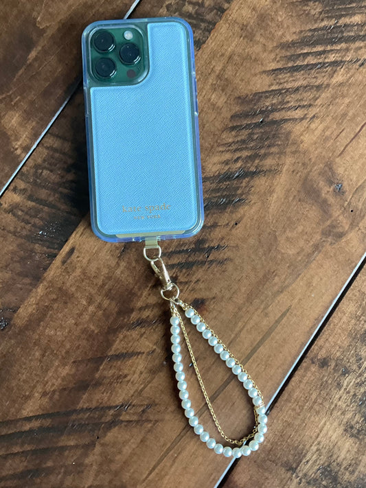 Phone wristlet - white pearl