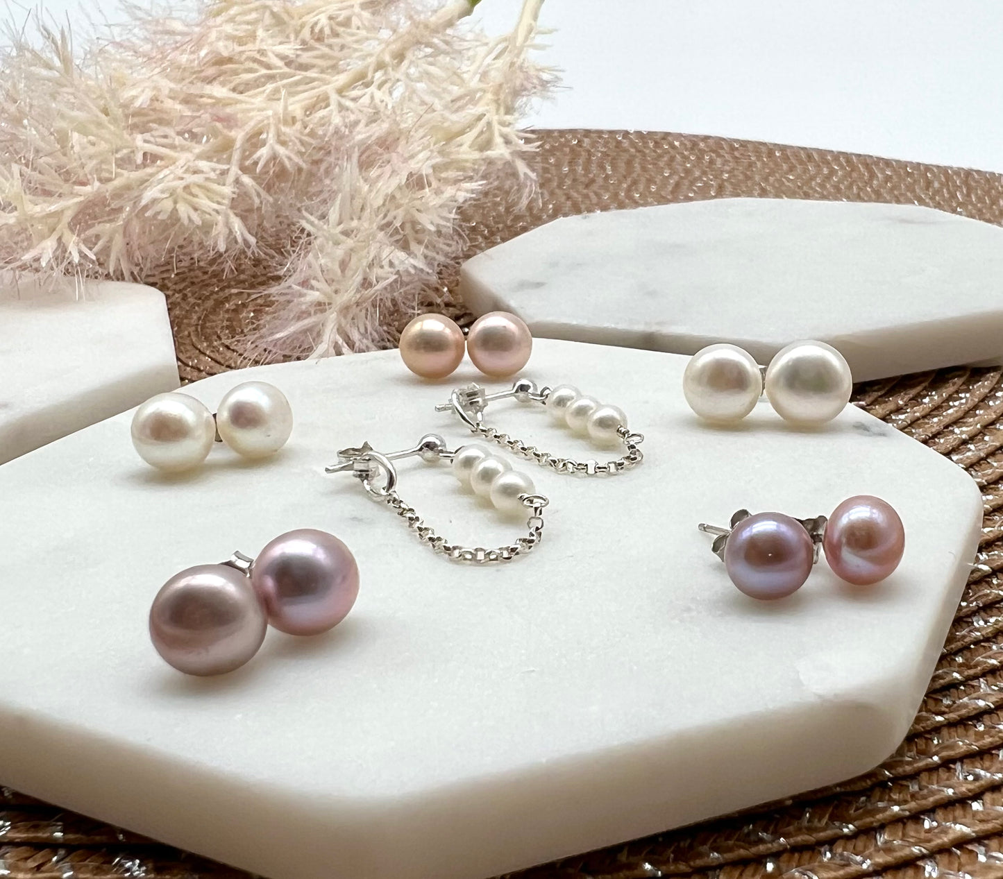 PINK PEARL STUDS