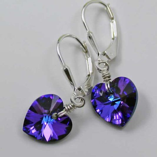 small purple heart earrings
