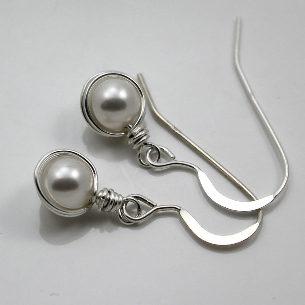 White Swarovski Pearl Earrings