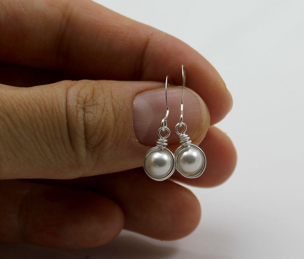 White Swarovski Pearl Earrings