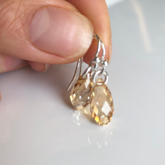 teardrop earrings - golden champagne