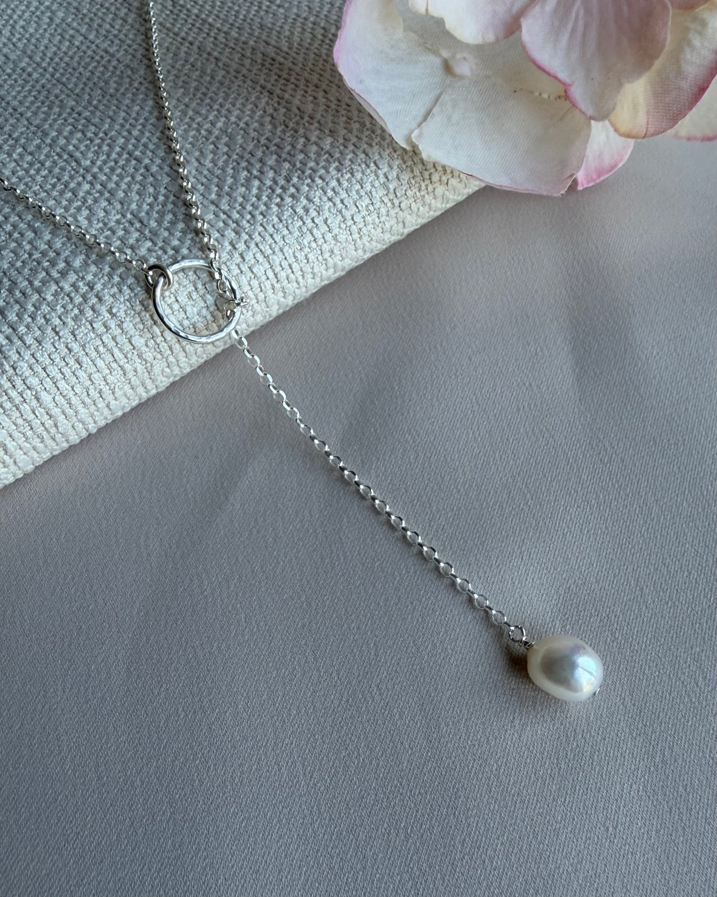 Modern Pearl Lariat Necklace