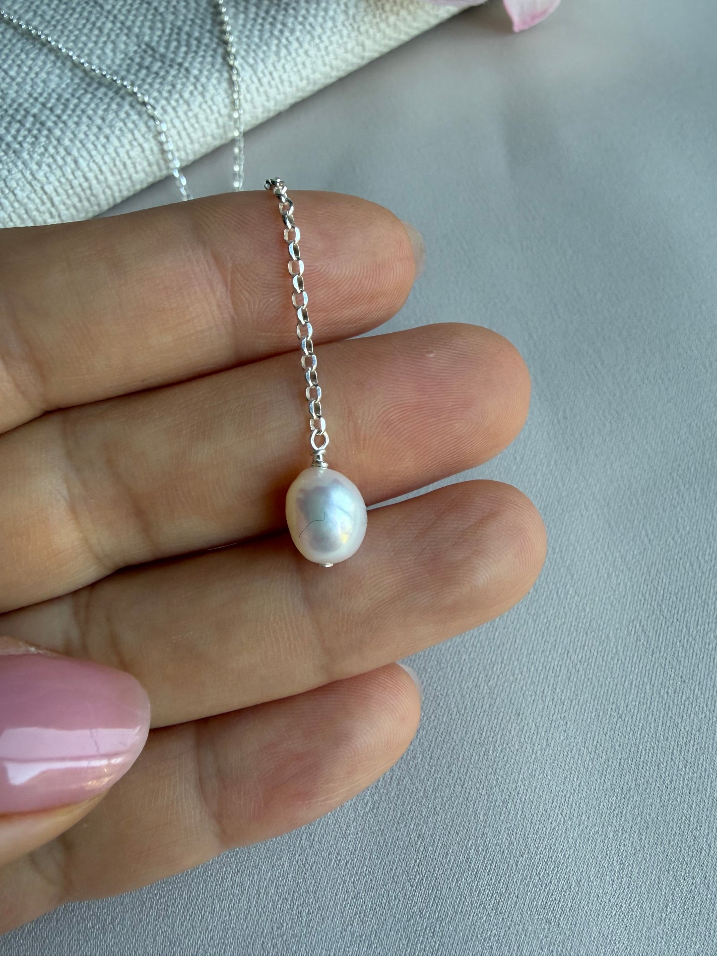 Modern Pearl Lariat Necklace