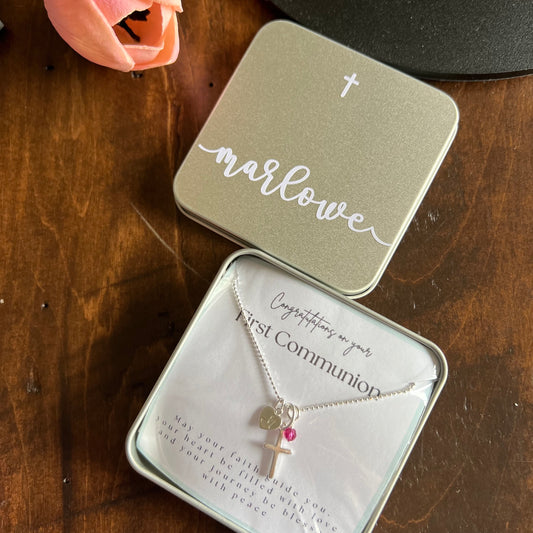 INITIAL CROSS NECKLACE