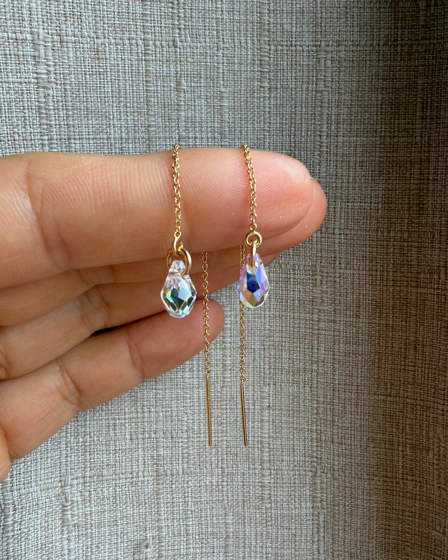 Swarovski Crystal threader earrings in 14k gold filled