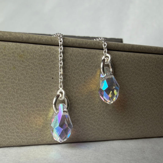 Crystal threader earrings in sterling silver