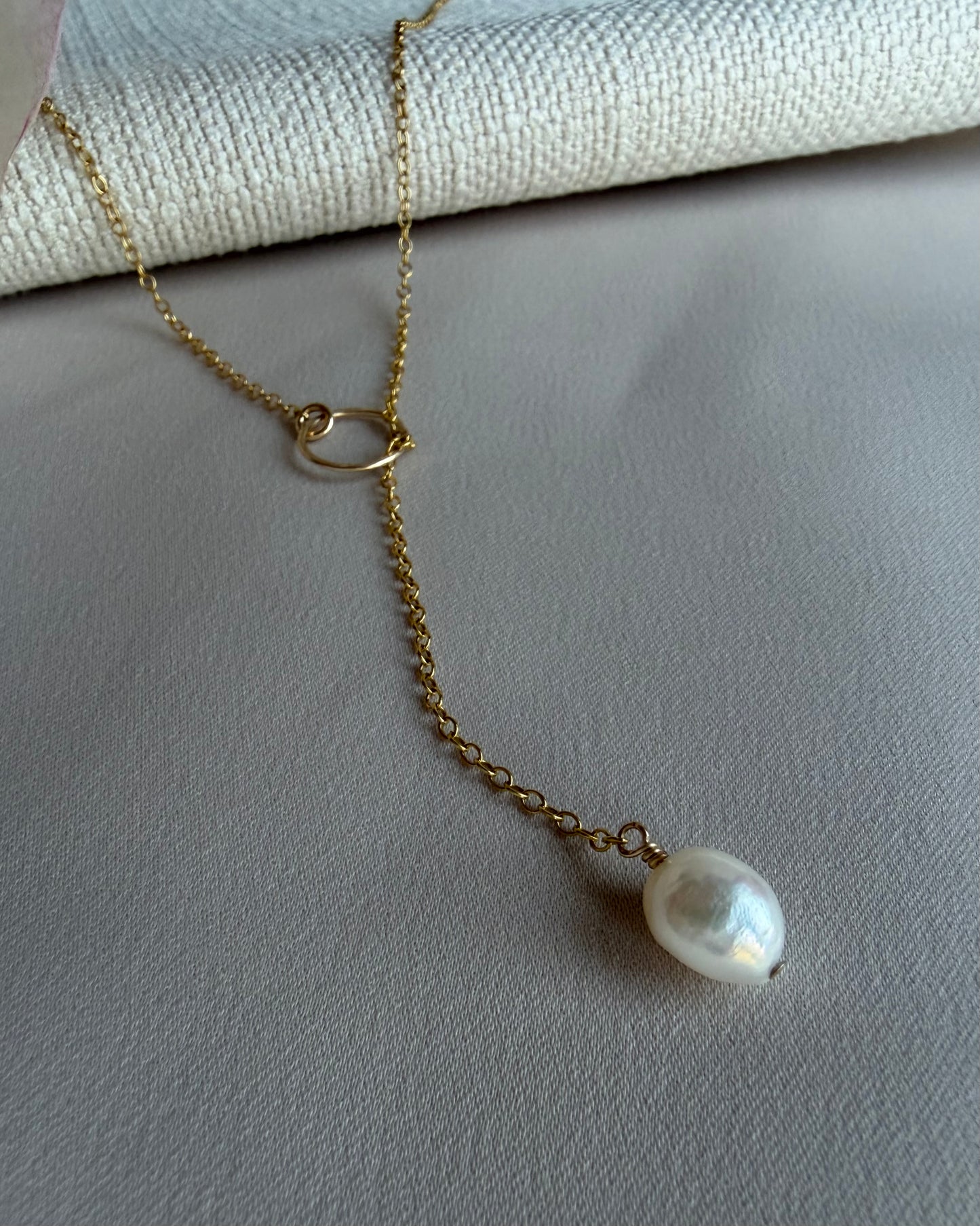 Modern Pearl Lariat Necklace