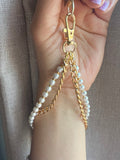 Phone wristlet - white pearl