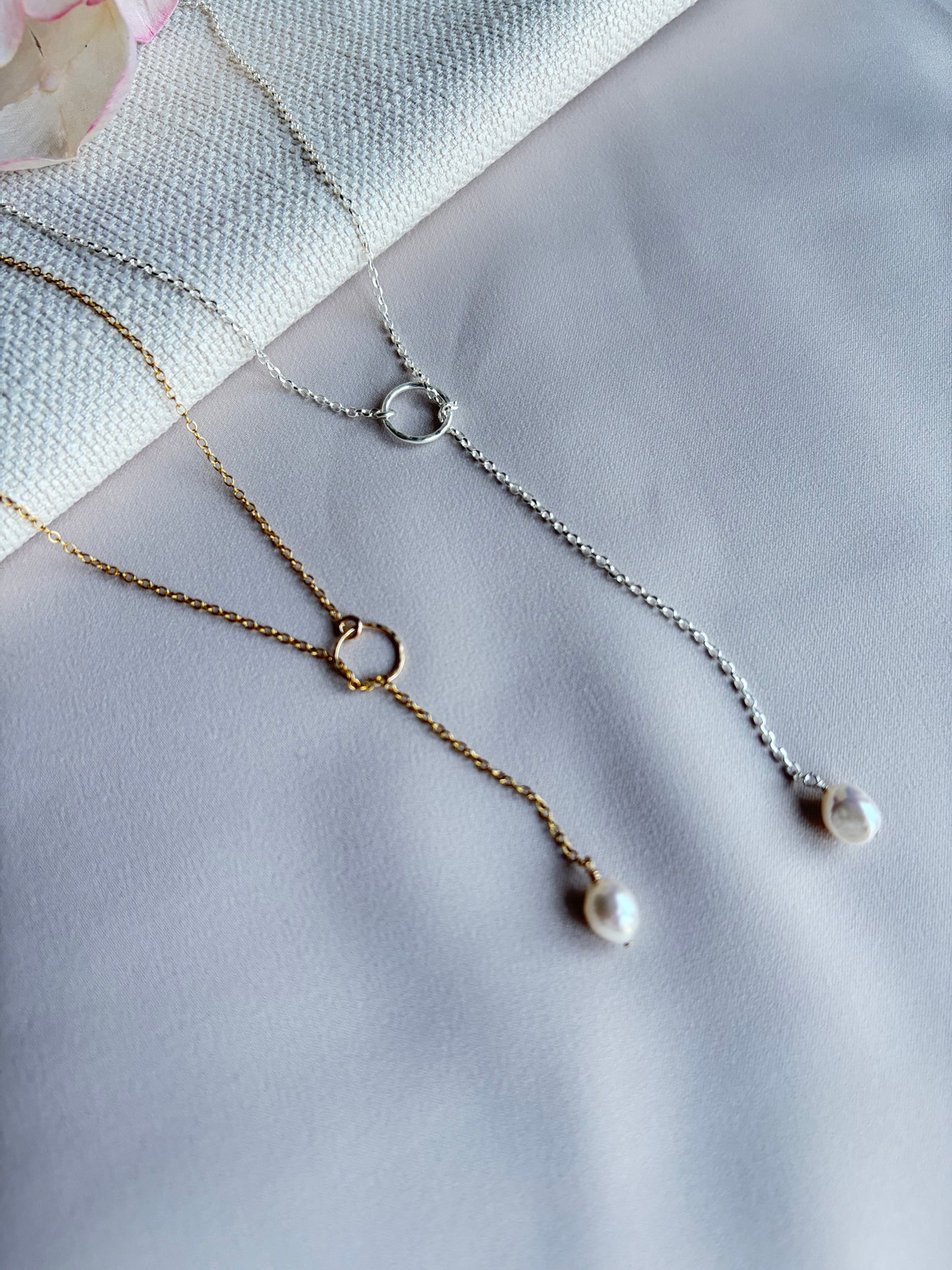 Modern Pearl Lariat Necklace