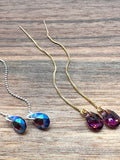 Amethyst crystal threader earrings