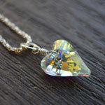 aurora borealis small heart pendant necklace