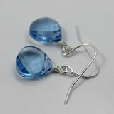 simple briolette earrings in aquamarine