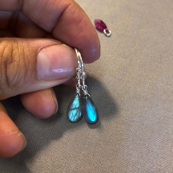 Simple blue labradorite earrings