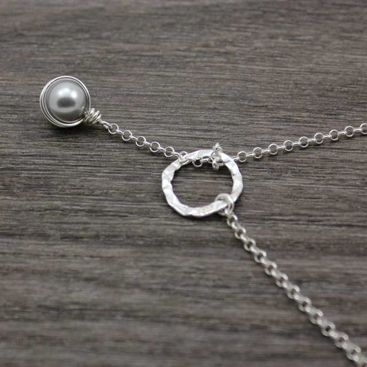 Swarovski pearl lariat - grey