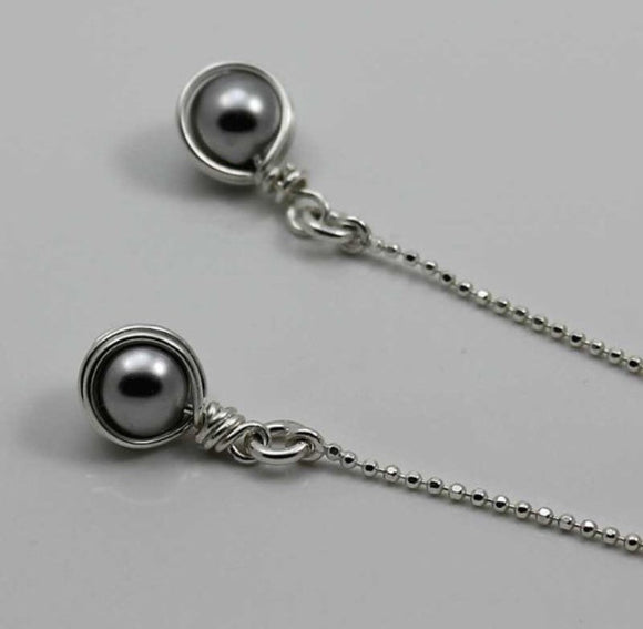 threader earrings in grey