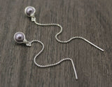 threader earrings in mauve