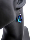 wire wrapped bermuda blue drop earrings