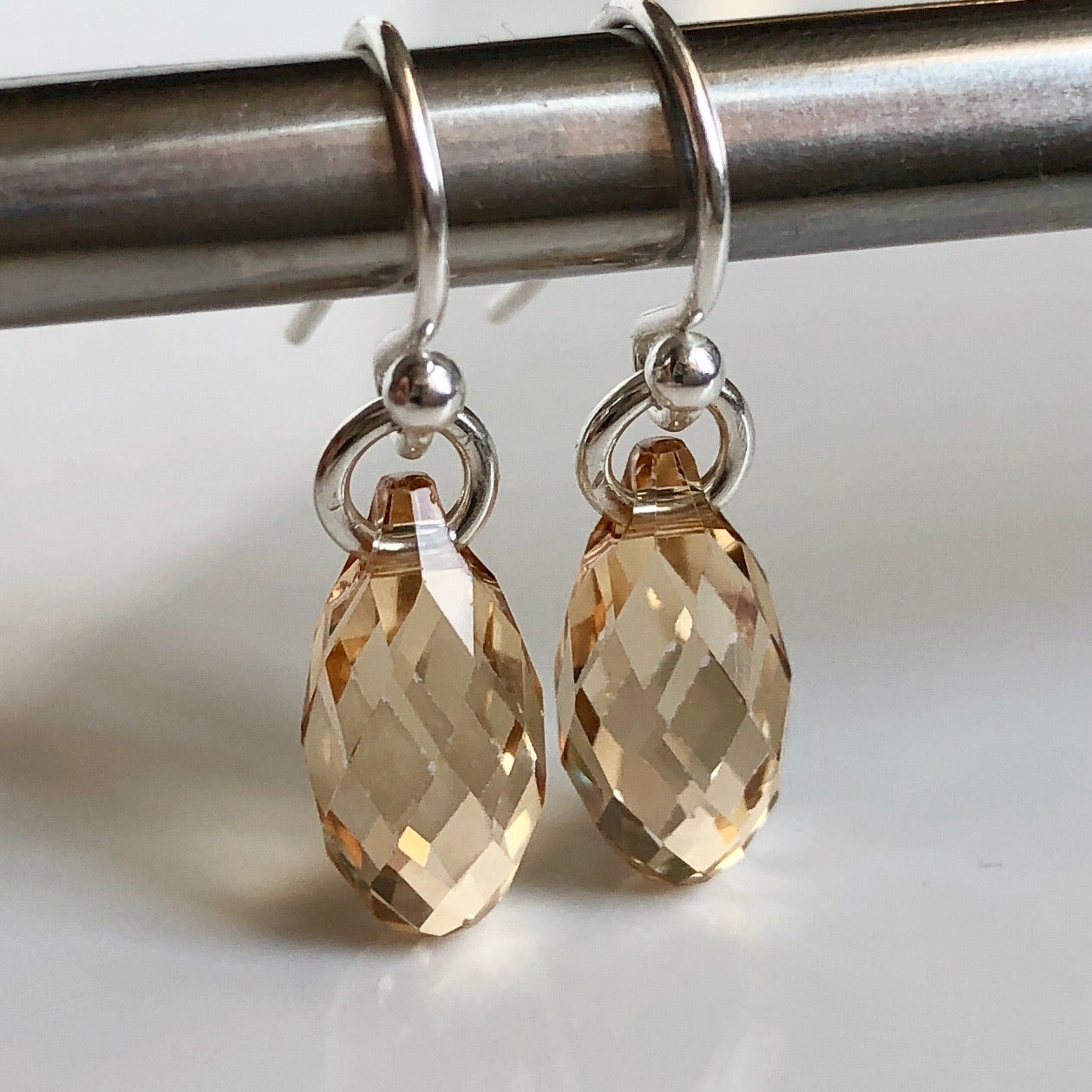 teardrop earrings - golden champagne