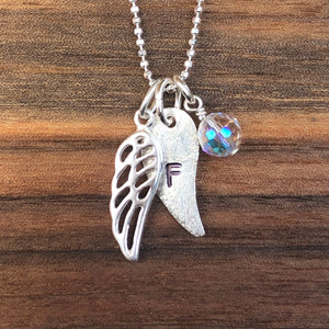 Angel Wing Initial Necklace