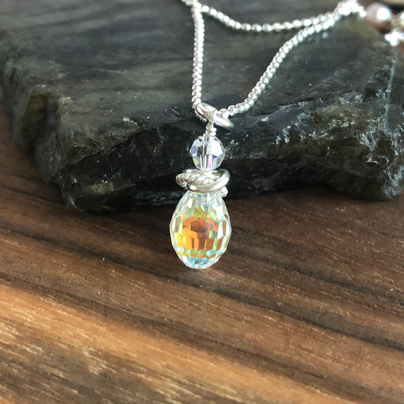 Crystal Drop Pendant Necklace