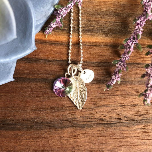 Leaf Initial Necklace