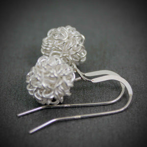 silver wired ball earrings